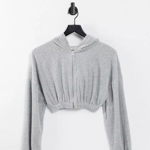 Pull&Bear / ASOS Velour Cropped Hoodie